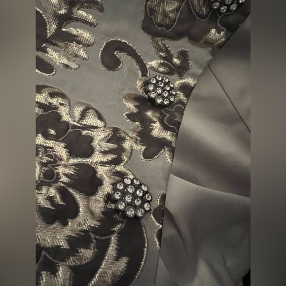 Alice McCall jacquard gray/silver blazer jacket w/ ostrich feather sleeve - US 6 - Picture 5 of 12